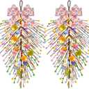 2 Pack 23'' Valentines Day Conversation Heart Candy Swags Wreaths Colorful Heart Berries Teardrop Swag Wreaths Hanging Gifts Artificial Wreath for Front Door Window Wall Farmhouse Decor (Clolorful Love)