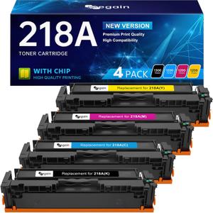 218A Toner Cartridges with Chip Compatible for HP 218A 218X 218 W2180A W2180X W2181A W2182A W2183A Replacement, for HP Color Pro MFP 3201dw, MFP 3301cdw 3301fdw 3301sdw, 4 Color Pack