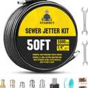 Pressure Washer Drain Jetter  Sewer Jetter Kit for Pressure Washer 50ft 1/4 Inch NPT Hose Nozzles and Adapter 5800PSI Clears Clogs in Pipes & Sewer Lines