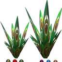Jesokiibo 2pcs Tequila Sculpture Metal Agave Plant Home Decor Rustic Hand Painted Figurines Yard Decorations Lawn OrnamentsMulti-Color LED Solar Light Green (Green), 12 inches x 16 inches