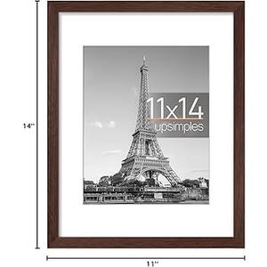 upsimples 11x14 Picture Frame, Natural Solid Wooden Picture Frames, Display 8x10 with Mat or 11 x 14 Without, Vertical or Horizontal Wall Hanging, 1 Pack, Natural