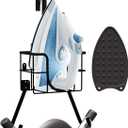 Hearth & Harbor Ironing Board Holder Wall Mount & Over The Door Hanger, Laundry Room Storage & Organization Space Saving, Iron & Ironing Board Hanger T&V Shaped, Black