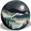 Abstract Mountains Deer Lake Landscape Spare Tire Cover Wheel Protectors Weatherproof Wheel Covers Universal Fit for Trailer Rv SUV Truck Camper Travel Trailers Accessories 14" 15" 16" 17" (16" fits for tire Diameter 76-79cm/30-31.5in)