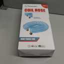 Recoiled Garden Water Hose 3/8"ID x 50ft Premium Water Nozzle Sprayer 10 Adjustable Patterns With 3/4"Inch Brass Fittings Retractable, Non-Kinking Outdoor Patio Hose Marine & Boat, Blue(50')