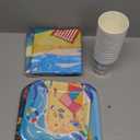 Beach Theme Party Supplies, Summer Pool Pack Includes: Paper Dinner Plates, Dessert Plates, Luncheon Napkins, Cups and Tablecloth for Hawaiian Party Birthday Decorations, Serve 25