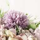 Peonies Artificial Flowers in Vase, Fake Hydrangea Silk Peony Flower Bouquet with Vase Faux Flowers Arrangement Decor Home Table Dining Room (Purple)
