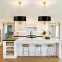 18" 4-Light Black Drum Chandelier for Dining Room