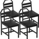 YATINEYDining Chairs, Kitchen Chairs with Back Support, Upholstered Seat and Metal Legs, for Kitchen, Living Room, Black CY02L4BB