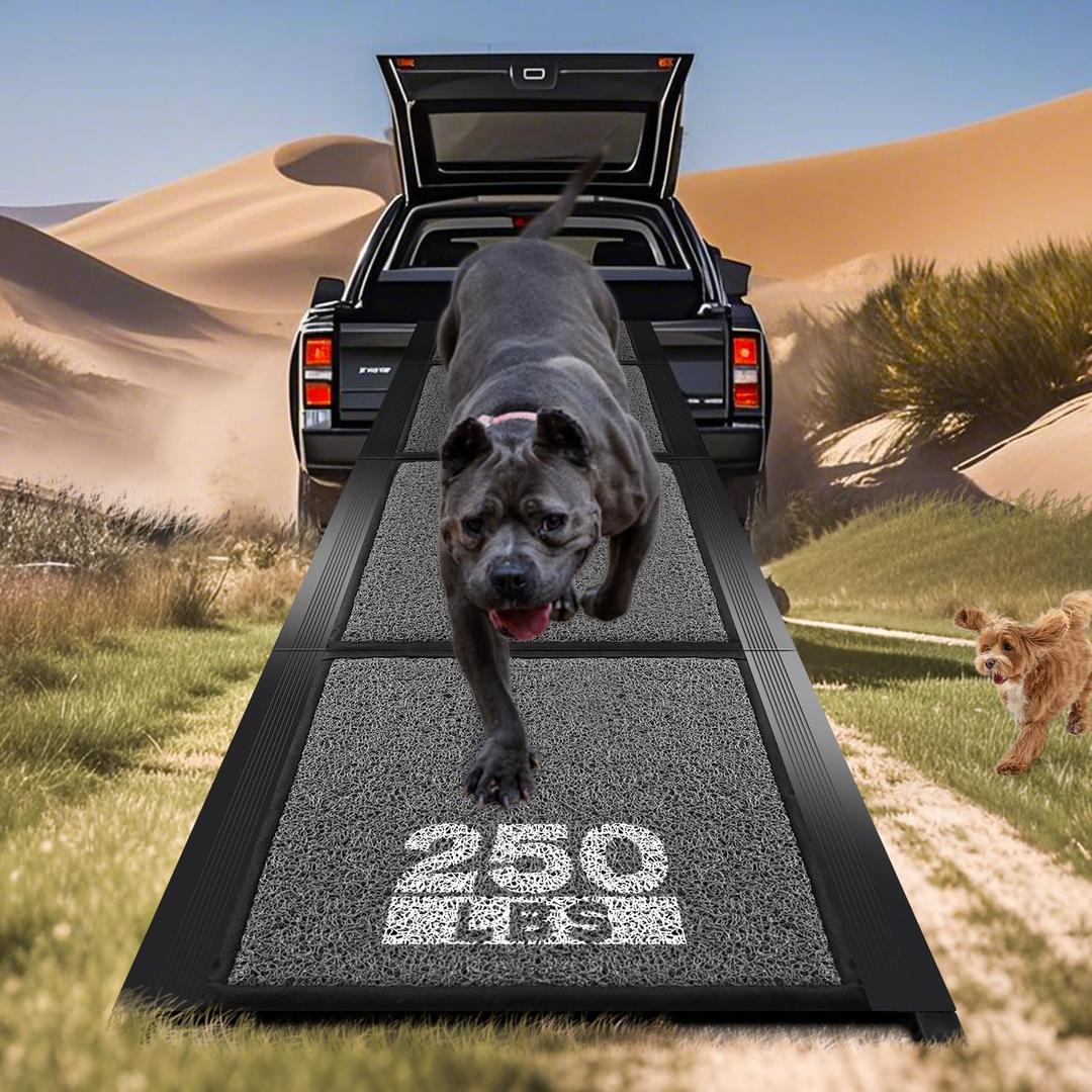 Dog Ramp for Car, Pawlify 71" x 17.3" Dog Ramps for Large Dogs with Anti-Pinch Handle and Anti-Slip Rug Surface, Folding Dog Ramp Up to 250LBS, Portable Dog Car Ramp for SUV, Trucks (71" L x 17.3" W)