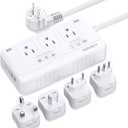 2000W Voltage Converter US to Europe, 220V to 110V Converter for European Travel, Power Adapter for Hair Dryer, European Travel Plug Adapter with 3 AC 2 USBC 2 USBA Ports (White)