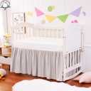Crib Bed Skirt Dust Ruffle 100% Cotton - Natural, Soft, Breathable for Baby's Delicate Skin, Nursery Toddler Crib Bed Skirt for Baby Boys Girls, Fits Standard Cribs 28" x 52" with 14" Drop