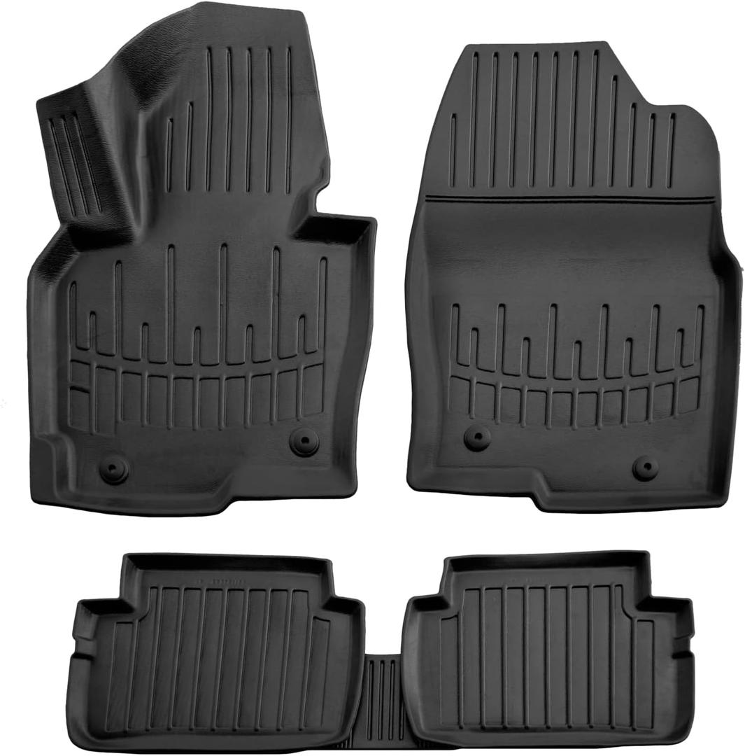 3D Floor Mats for 2013-2016 Mazda CX-5 Heavy Duty, Custom Fit, All Weather Liner Front & 2nd Row Full Set Rubber, Black