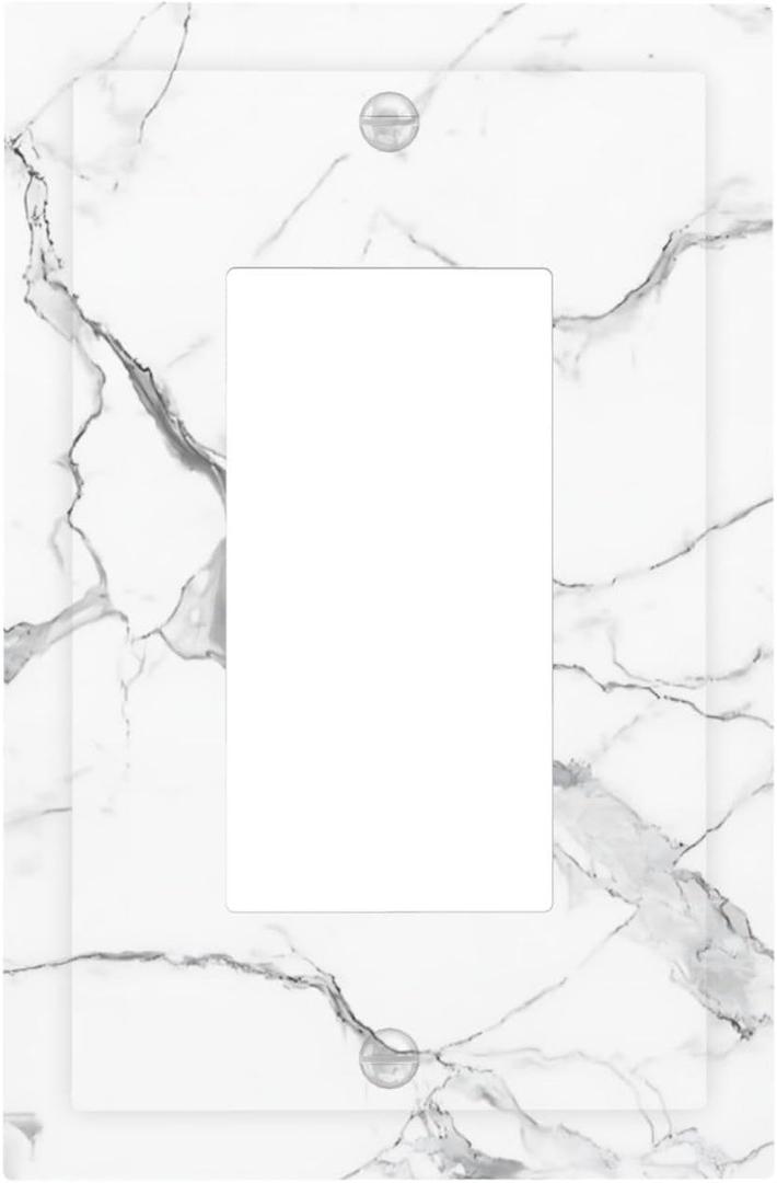 Decorative Outlet Covers Abstract Luxury White Gray Marble 1 Gang Rocker Light Switch Covers Single Gfci Wall Plate Electrical Receptacle Switchplate Plug Faceplate for Bedroom Decor
