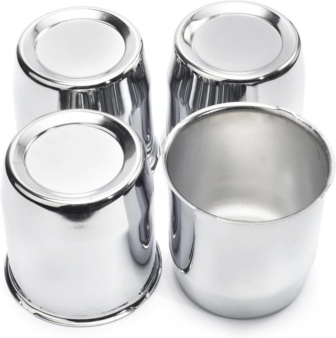 4Pcs 3.27 inch Wheel Center Caps Fit 3.27" Center Bore Truck Trailer RV SUV Wheels Rims, Carbon Steel Chrome Silver Push Through Hub Covers