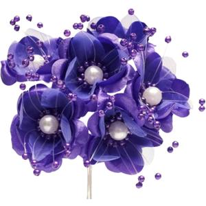 72PC Artificial Silk Pearl Spray Craft Flower for Home Craft Decor DIY Wedding Bridal Veil Headband Dress Cake Topper Embellishment Scrapbook Favor Corsage Floral Bouquet Arrangement (Purple)