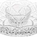 Godinger Crystal Appetizer Serving Platter for Parties Chips and Dip or Snacks Hosting Plate,Silver