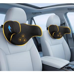 Lofty Aim Car Neck Pillow: 2 Pack Ergonomic Memory Foam Headrest Pillow for Driving, Adjustable Neck Support Cushion for Pain Relief, Head Rest Pillows for Car Seat, Truck - Black