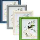 VIOLABBEY 8x10 Picture Frame Set of 4, 8 x 10 Picture/Photo Frame for Wall Mounted or Tabletop Display, Real Glass, Family Friends Gift (Green+White+Grey+Blue)