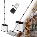 Teenyyou 10 Inch Large Metal Chicken Poop Scooper with Holder, 24 to 68" Extendable Long Chicken Coop Litter Scoop with Stainless Steel Handle, 4 in 1 Multifunctional Heavy Duty Litter Sifting Shovel