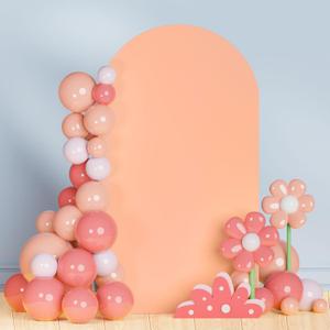 Spandex Arch Backdrop Cover Peach Wedding Arch Cover 6.6 FT Fitted Arch Covers Stretchy Backdrop 2-Sided Arch Stand Cover Round Top Chiara Frame Backdrops Panels for Birthday Party Decoration
