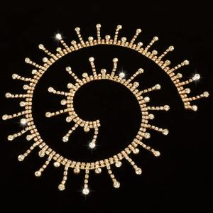 Rhinestone Ribbon Chain Rhinestone Fringe Trim Diamond Crystal Fringe Trim Chain Cuttable for Sewing Crafts Wedding Party Clothing Accessories Jewelry Personalized DIY Decoration (Gold, 2 Yards)