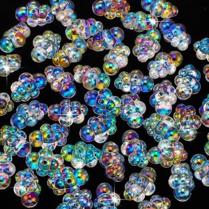 Liliaafar 50 Pcs Fake Bubble Clusters for Dollhouse Mini Bathtub Dollhouse Accessories AB Colors Acrylic Bubble Cloud Beads Doll House Items for Fairy Garden Beach DIY Craft