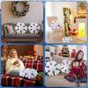 Soaoo 2 Pcs Winter Snowflake Pillow Decorative Winter Snowflake Throw Pillows Soft Plush Pillow White Snowflakes Shaped Pillows for Couch Sofa Bedroom Decoration 15.7 Inch, 11.8 Inch