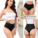 LEVAO High-Waist Thong Shapewear for Women Moderate Tummy Control Seamless Brazilian Panties, No Show, Postpartum Underwear, 4-Pack (XL)