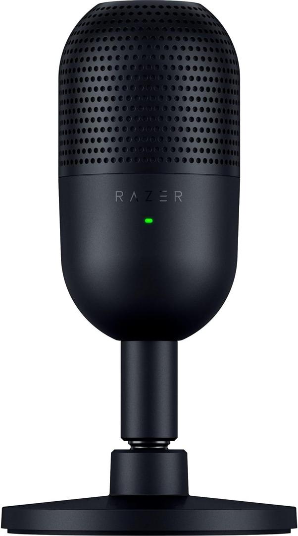 Razer Seiren V3 Mini USB Microphone: Condenser Mic - Supercardioid Pickup Pattern - Tap-to-Mute Sensor with LED Indicator - Shock Absorber - Ultra Compact - PC, Discord, OBS Studio, XSplit - Black