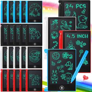 Zhehao 24 Pack LCD Mini Writing Tablet for Kids 4.5 Inch Doodle Board Bulk Erasable Reusable Electronic Drawing Pad Birthday Party Favors Goodie Bag Classroom Gifts(Blue, Black, White, Red)