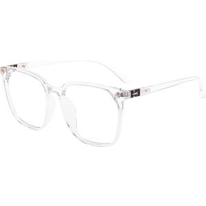 GUDVUE Oversized Blue Light Glasses, Computer Reading/Gaming/Phones Glasses, Anti Glare/UV400/Eye Strain, Large Square Frame, Clear