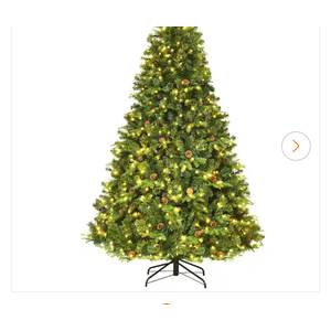 7.5 ft. Pre-Lit Artificial Christmas Tree Hinged with 540 LED Lights and Pine Cones