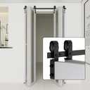 DaAzHai 52" Bi-Folding Sliding Barn Door Hardware Kit for 4 Doors, Low Ceiling Lite Version Roller for Smooth Sliding, Fit Four 12" Bifold Doors, Space-Saving Folding Solution (No Door Included)