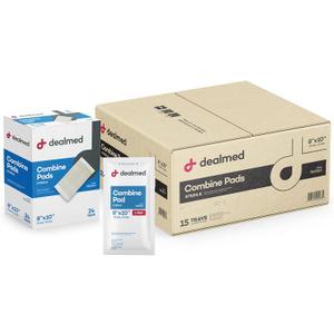 Dealmed Abdominal Combine Pads 8"x10" (360-Case) Sterile Individually Wrapped, ABD Pads, Absorbent, Non Adherent for Wound Care, Drainage, First Aid, 24/Box (Case of 15)