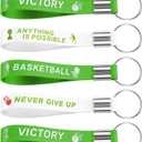 2 x Cunno 12 Pcs Basketball Senior Night Gifts Keychains Silicone Wristlet Keyrings with Motivational Quotes for Class Gifts