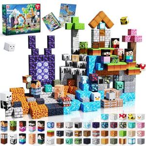 Magneverse 150 PCS 0.8in Magnetic Blocks - Easter Toys, Magnetic Building Blocks Cubes, Stacking Magnets, School STEM Toys Birthday Gifts for Boys and Girls Age 3+ Years Old (Theme: Adventure World)