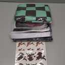 Anime Kimono Costumes Men Boys Halloween Cosplay Green Outfits Cape Festival Uniform Dress Up with Wig (Kids 160)