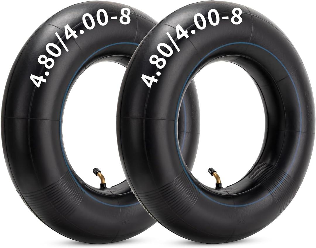 Heavy Duty 4.80-8/4.00-8 Inch Replacement Tire Inner Tube, 4.80/4.00-8 Innertube with TR87 Angled Valve for Wheelbarrows, Mowers, wagons and More for 4.80-8 4.00-8 480/400-8 Tires Pack of 2