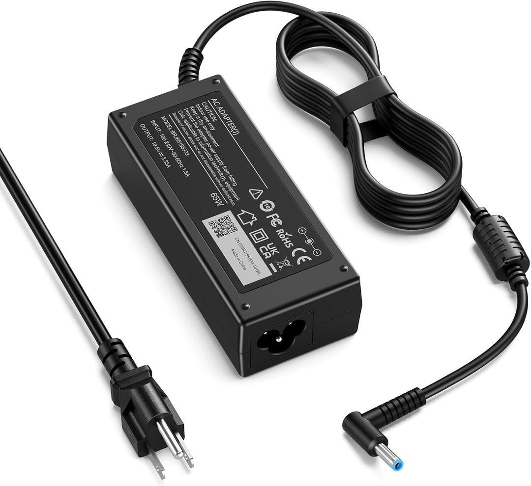 VUOHOEG 65W Laptops Charger Compatible with HP Pavilion Chromebook 14 11 G3 G4 X360, Stream Envy Spectre Elitebook 850-G3 840-G3 820-G3 741727-001 65W/45W Bule Tip Notebook Adapter Power Cord