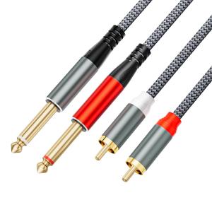 RCA to 1/4 Cable 3.3ft, Gold-Plated Dual RCA Male to Dual 1/4 inch (6.35 mm) TS Male Stereo Audio Interconnect Cable Patch Cord for AV Receivers, Amplifiers, Speaker