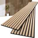 2-Pcs 94.5"x11.02" Wood Panels for Interior Wall Decoration,Wooden Slat Panels for Noise Reduction,Sound Panels with Solid Wood Veneer,Long Square Acoustic Panels for Home,Office,Natural Oak