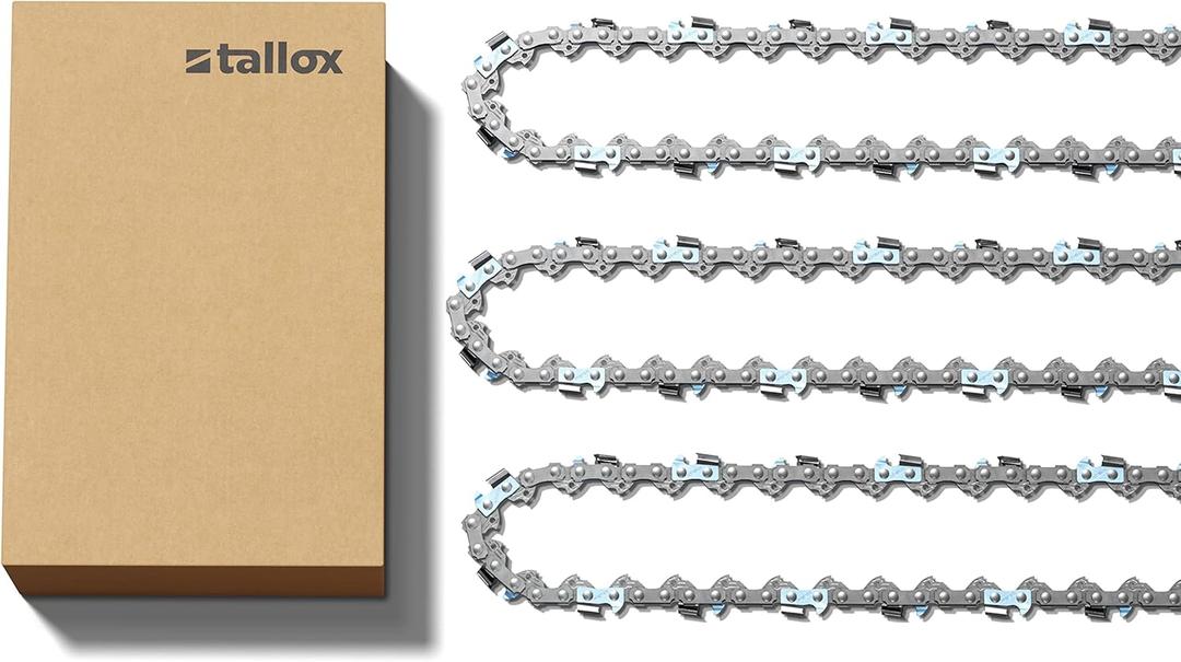 3 TALLOX 10 INCH CHAINSAW CHAINS 3/8 LP .043 INCH 40 DRIVE LINKS