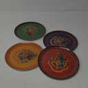 Silver Buffalo Harry Potter Hogwarts Crest Solid Diamond Pattern 4pc Melamine Plate Set, 10-Inches