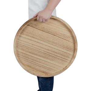 Round Ottoman Tray for Coffee Table Living Room Wood Serving Tray Large Wooden 20 Inches Rustic Torched