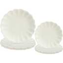 Newtay 30 Pcs Cream Scalloped Paper Plates 9.5 Inch and 7.5 Inch Shell Edge Disposable Dinner Plates for Birthday Wedding Baby Shower Party Decorations