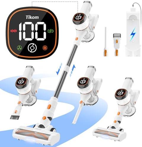 Tikom V500 Cordless Vacuum Cleaner Screen, Charging Wall Dock, Anti-Tangle, Lightweight Handheld Vacuum for Pet Hair, Hard Floor, Carpet