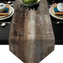 Brown and Grey Table Runner,Teal Abstract Modern Art Burlap Table Runners for Table Dresser Runner Farmhouse Style for Dinner Party Holidays Home Decoration (Brown and Grey, 13"x 91")