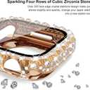 2 x Surace 2 in 1 Waterproof Bling Case Compatible for Apple Watch Series 9/8/7 41mm Screen Protector, Lace Edge Diamond Protective Bumper Face Cover for iWatch Accessories Women 41mm, Rose Gold