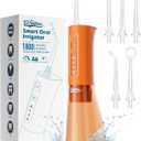 Water Dental Flosser Teeth Pick: Portable Cordless 4 Modes Flossers Pic 300ML Rechargeable Floss Pik Powerful IPX7 Waterproof Oral Irrigator for Cleaning Gum Care Braces for Home Travel (05_orange)