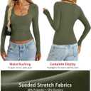Eachyes Womens Tight Long Sleeve Shirts Scoop Neck Tops Y2K Basic Slim Fit Going Out Fall Fashion Clothes 2026 (Brown, M)